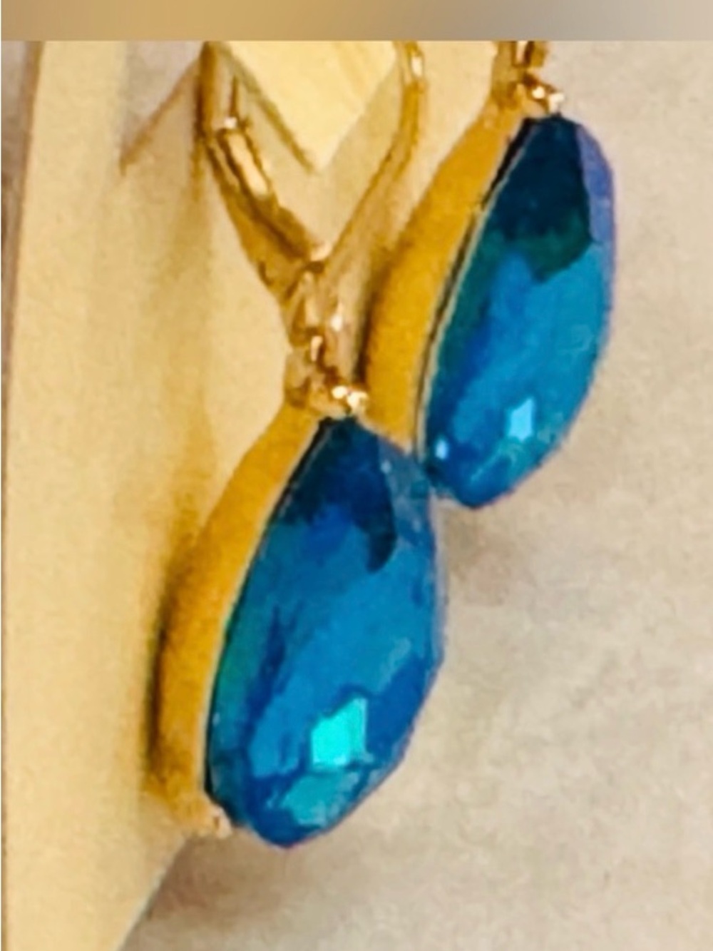 NWT Monet Blue Teardrop Crystal Drop Earrings